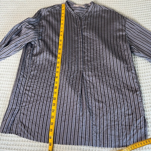 Vince 100% Silk Popover Tunic Shirt Womens Small Blue Stripe Top Work Blouse - Picture 8 of 8